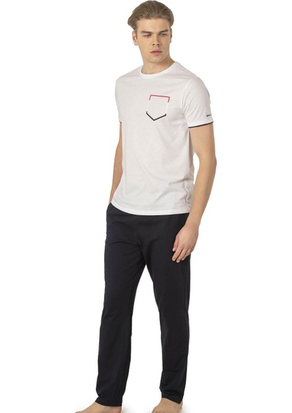 Pierre Cardin, Bisiklet Yaka, Erkek Penye Yazlık Pijama Takım, Pamuk