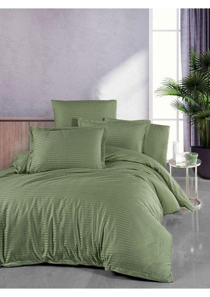 Çift Kişilik Lastikli Çarşaflı Yeşil Nevresim Takımı
