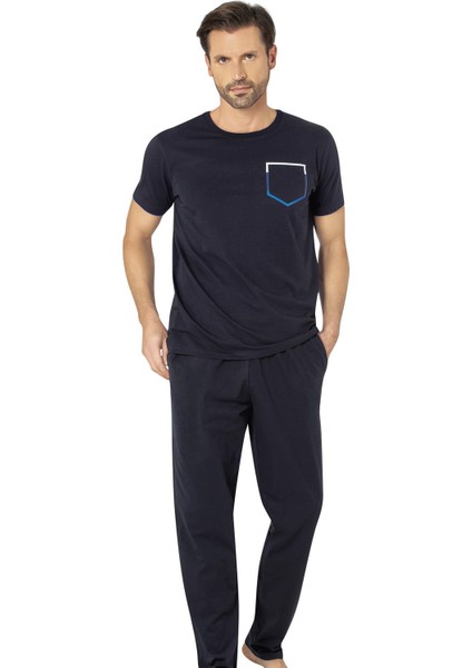 Pierre Cardin, Bisiklet Yaka, Erkek Penye Yazlık Pijama Takım, Pamuk