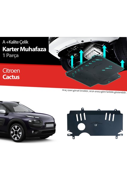 Citroen Cactus Çelik Karter Muhafaza Koruma 2014 2015 2016 2017 2018 2019 2020 2021 2022