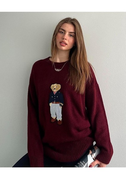 Ayıcık Detaylı Oversize Tunik Kazak