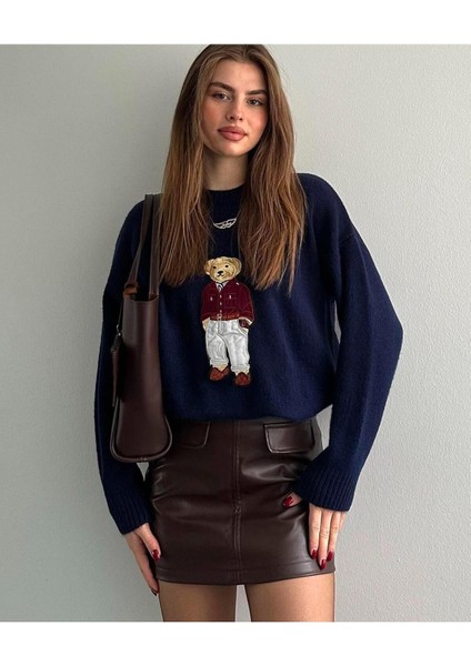 Ayıcık Detaylı Oversize Tunik Kazak