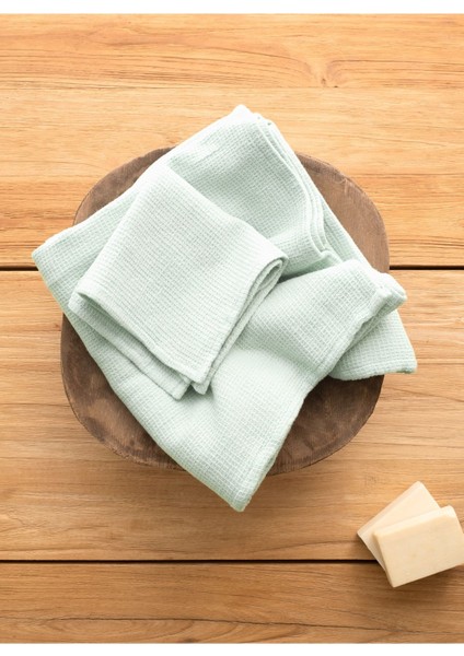 Waffle 4'lü Havlu Açık Yeşil 30 x 30