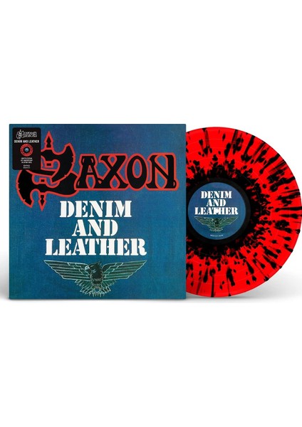 Saxon / Denim And Leather (40TH Anniversary - Red W/ Black Splatter Vinyl) (Plak)