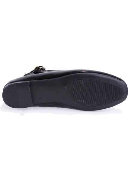 DZA07-115055 Siyah Rugan Günlük Babet Kadın Ayakkabı fırsatları
