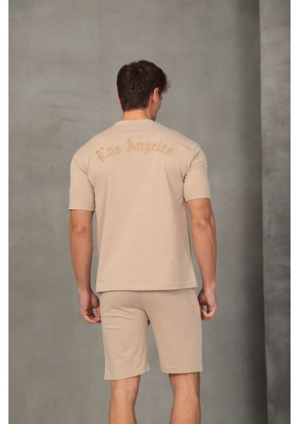 Bej Nakışlı Basic Erkek Şort Takımı fırsatları