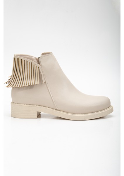 Kadın Ten Cilt Termo Taban Püskül Detaylı Fermuarlı Kısa Topuklu Bot fiyatları
