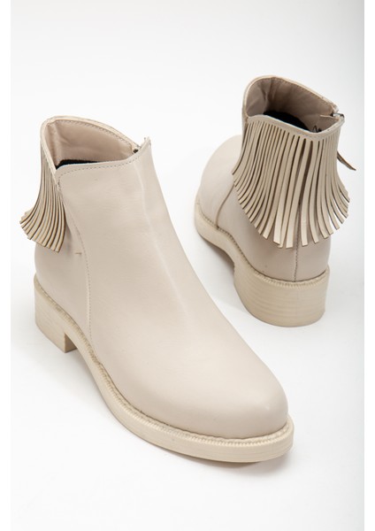 Kadın Ten Cilt Termo Taban Püskül Detaylı Fermuarlı Kısa Topuklu Bot modelleri