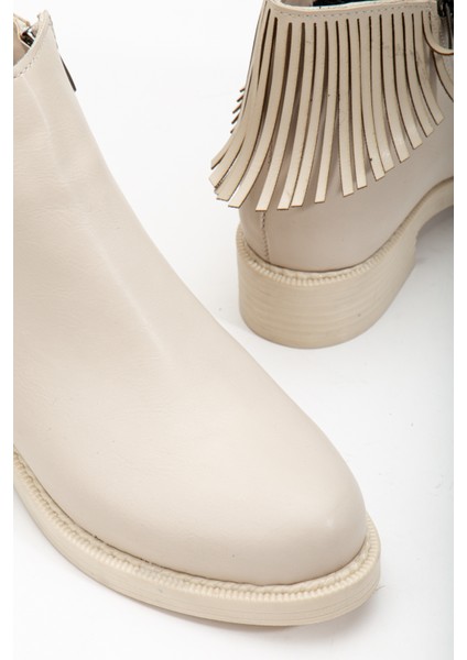 Kadın Ten Cilt Termo Taban Püskül Detaylı Fermuarlı Kısa Topuklu Bot fırsatları