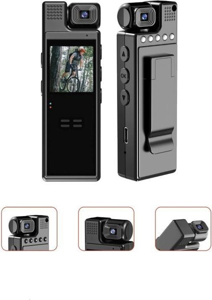 Cmr-19 Siyah 4K 180 Derece Vücut Kamerası Wifi Gece Görüşlü Aksiyon Kamerası