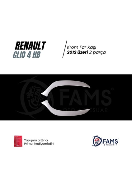 Renault Clio 4 Krom Far Kaşı 2 Parça 2012-2019 arası Paslanmaz Çelik (HB) fiyatları