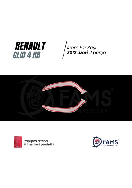 Renault Clio 4 Krom Far Kaşı 2 Parça 2012-2019 arası Paslanmaz Çelik (HB) modelleri