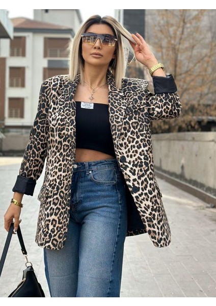 88761 Yün Efekti Leopar Ceket Leo fiyatları