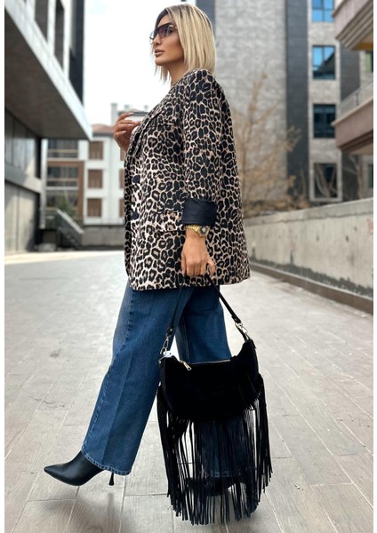 88761 Yün Efekti Leopar Ceket Leo fırsatları