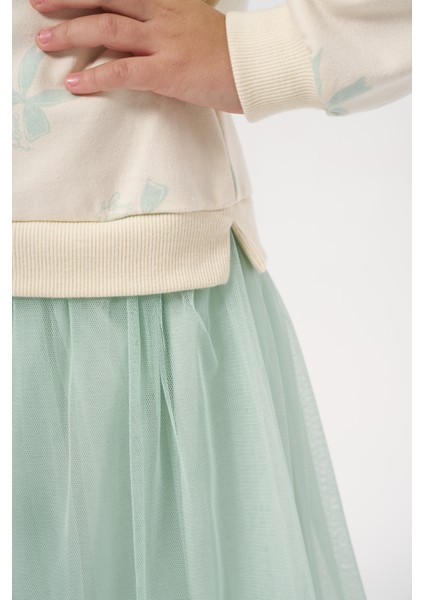 Kız Çocuk Pul Nakışlı Mevsimlik Uzun Kollu Tüllü Elbise fırsatları