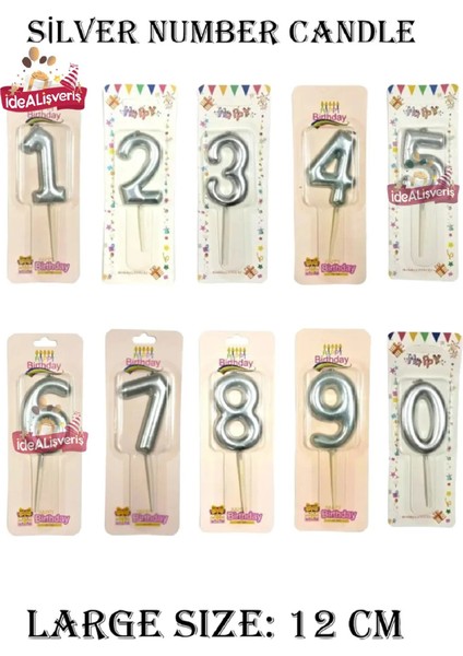 12 cm Beyaz Pasta Üstü Rakam Mum
