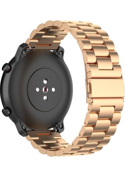 Geçerlidir Ticwatch Generation / MOTO360 Ikinci Nesil 460 / Samsung Gears3 / Huawei Gt 22MM Kelebek Toka 3 Boncuklu Paslanmaz Çelik Metal Saat Kordonu Gül Altın (Yurt Dışından) fiyatları