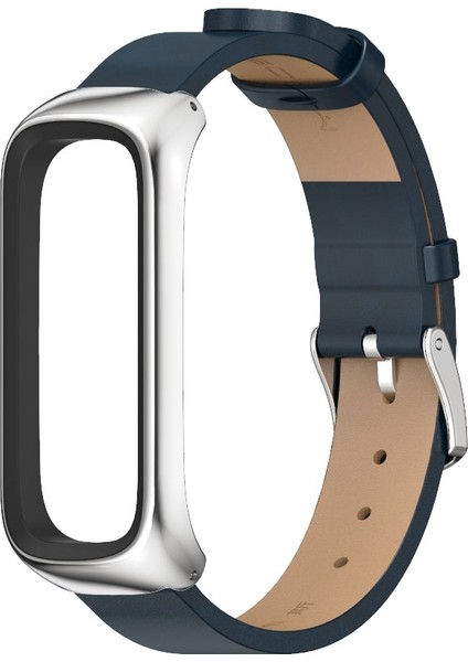 Samsung Galaxy Fit 2 Mavi Gümüş Için Mikrofiber Deri Watch Band (Yurt Dışından)