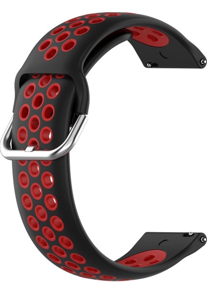 Samsung Galaxy Watch4 Için 44MM Silikon Kayış Siyah Kırmızı (Yurt Dışından)