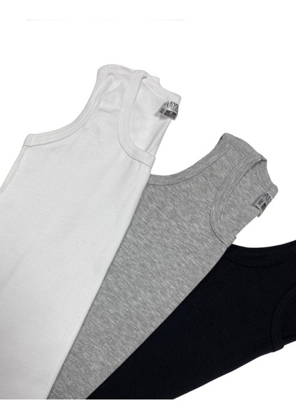 Erkek Çocuk Pamuk Ribana Atlet Oval Yaka 3'lü Paket - 1 Ad. Siyah - 1 Ad Beyaz - 1 Adet Gri Melanj ( 9-10 Yaş ) modelleri