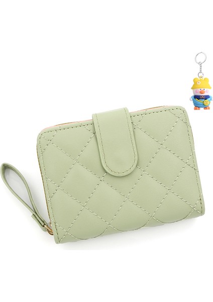 Basit Bayan Cüzdan Kısa Akordon Kart Yuvası Toka Para Cüzdanı Kimlik Çantası Fermuarlı Clutch (Yurt Dışından)