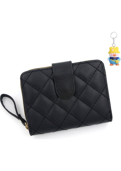 Basit Bayan Cüzdan Kısa Akordon Kart Yuvası Toka Para Cüzdanı Kimlik Çantası Fermuarlı Clutch (Yurt Dışından)