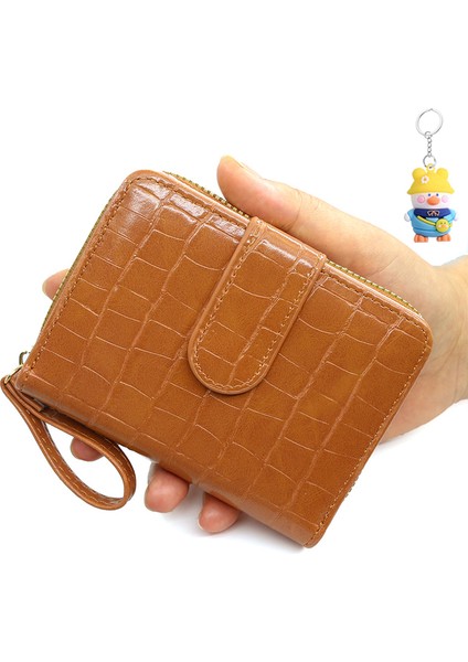 Bayanlar Cüzdan Kısa Akordon Kart Yuvası Toka Para Cüzdanı Kimlik Çantası Fermuarlı Clutch (Yurt Dışından)
