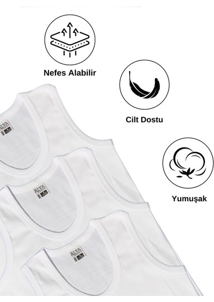Erkek Çocuk Pamuk Ribana Atlet Oval Yaka 3'lü Paket - 3 Adet Beyaz ( 7-8 Yaş ) modelleri