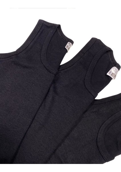 Erkek Çocuk Pamuk Ribana Atlet Oval Yaka 3'lü Paket - 3 Adet Siyah ( 9-10 Yaş ) modelleri