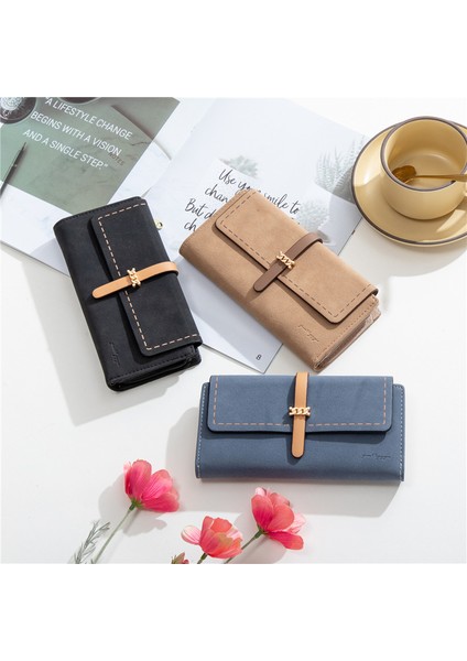 Büyük Kapasiteli Kart Tutucu Çok Fonksiyonlu Üç Katlı Cüzdan Para Cüzdanı Clutch Para Cüzdanı (Yurt Dışından)