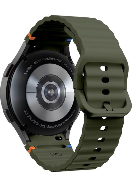 Samsung Galaxy Watch Fe 40MM Ordu Yeşili Için Dalga Desenli Silikon Kayış (Yurt Dışından)