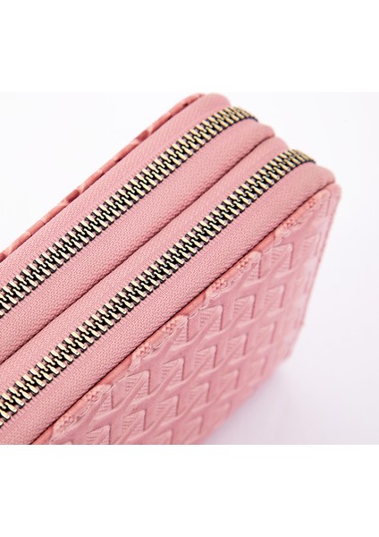 Uzun Cüzdan Kadın Çift Fermuarlı Clutch Bilek Kayışı Büyük Kapasiteli Cep Telefonu Çantası (Yurt Dışından) fiyatları