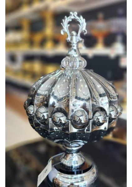 Frk Metal Kapaklı Yuvarlak Cam Kase Şekerlik 1717B