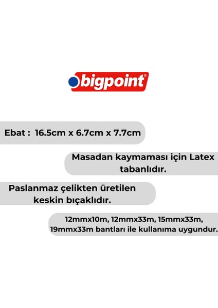 | Bant Kesme Makinesi, 33 Mt, Orta Boy, Siyah, 12-19 mm Bantlarla Uyumlu modelleri