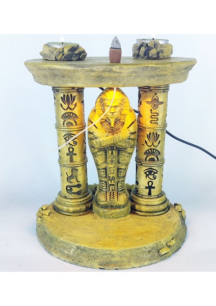 Antik Mısır Sarcophagus Lahit Işıklı Geriakış Tütsülük (Amber Işıklı)