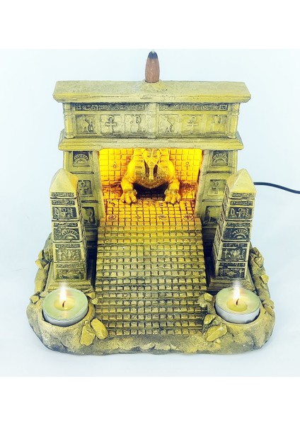 Antik Mısır Sphinx Tapinaği Işıklı Geriakış Tütsülük (Amber Işıklı)