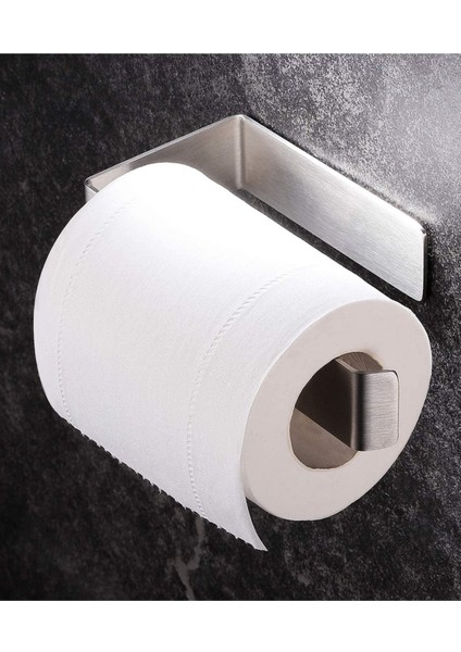 Paslanmaz Çelik Yapışkanlı Havluluk - Tuvalet Kağıtlığı - 4 Adet Askılık Set Inox