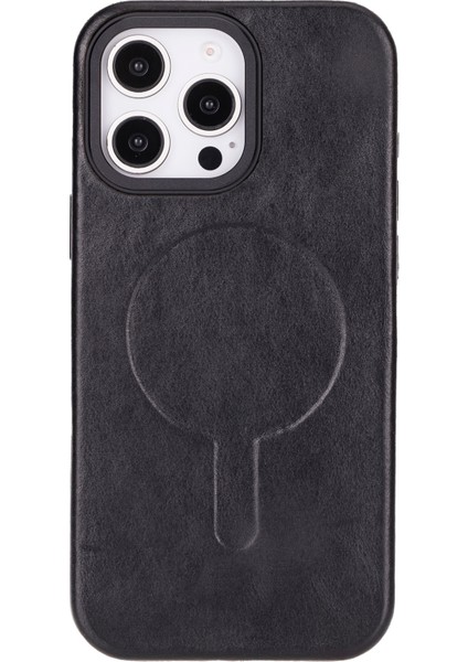 Apple iPhone 16 Pro ile Uyumlu Magsafe Şarj Destekli Deri Kılıf