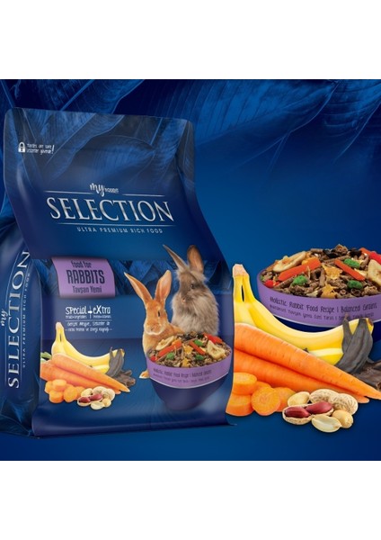 Selection Kuru Sebze Ve Meyveli Takviyeli Tavşan Rabbits Yemi 1kg (3 Adet)