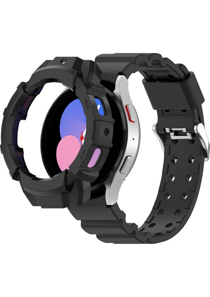 Silikon Kayış + Saat Kılıfı Samsung Galaxy Watch5 44MM Siyah (Yurt Dışından)