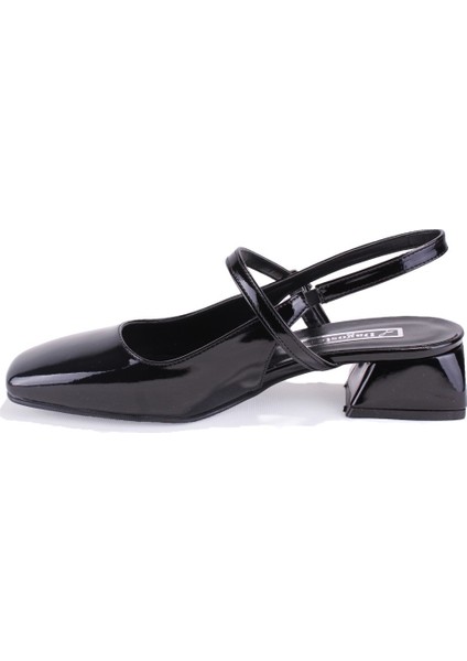 DZA07-81500 Siyah Rugan Klasik Topuklu Kadın Ayakkabı modelleri