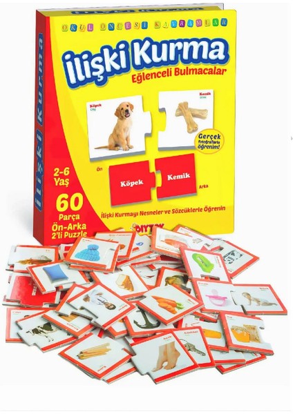 Eğitici Ilişki - Bağlantı Kurma Bulmaca Eşleştirme 2-6 Yaş - Eğlenceli Resimli Puzzle Zeka Kartları
