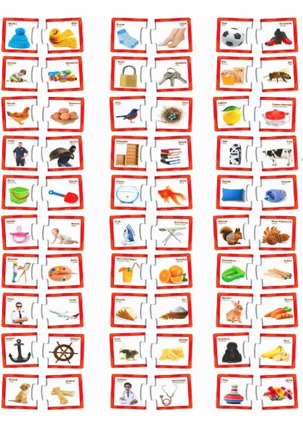 Eğitici Ilişki - Bağlantı Kurma Bulmaca Eşleştirme 2-6 Yaş - Eğlenceli Resimli Puzzle Zeka Kartları