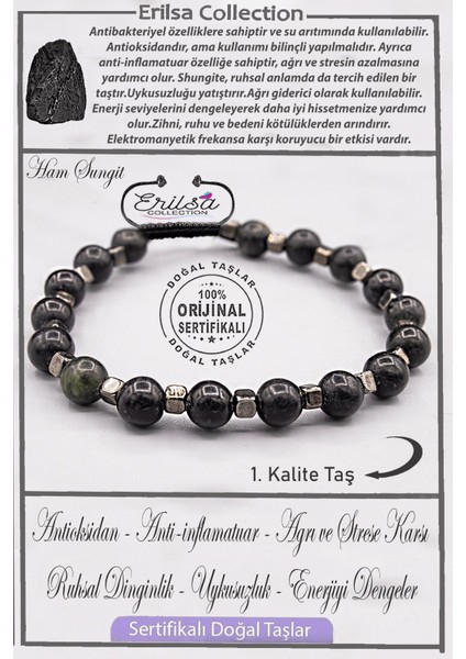 Sertifikalı Gerçek Terahertz - Şungit Taşı Bileklik (Shungite)