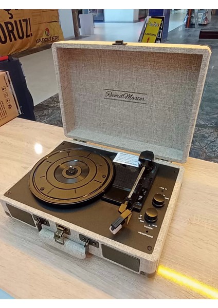 Record Master S-T14012 Retro Pikap Bej Rengi 33-45-78 Devir Çalabilme Bluetooth - Aux
