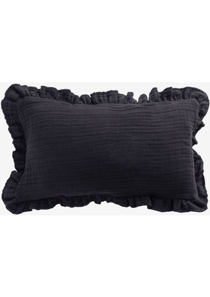 Linen Gauze Keten Kırlent Kılıfı Antrasit 30 x 50
