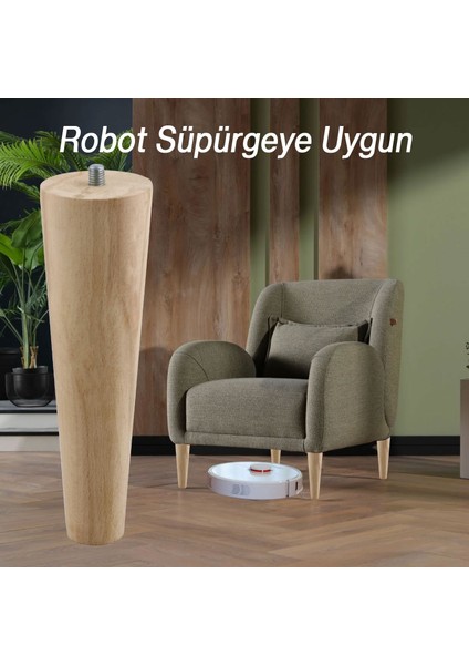 Ahşap 21 cm Bağlantı Aparat Mobilya Koltuk Kanepe Berjer Ayağı Yükseltici Ayakları M8 Civata 4 Adet