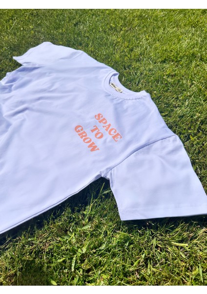 Space To Grow Baskılı Unisex Pamuk Beyaz T-Shirt