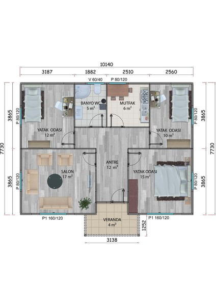 81 M2 Prefabrik Ev
