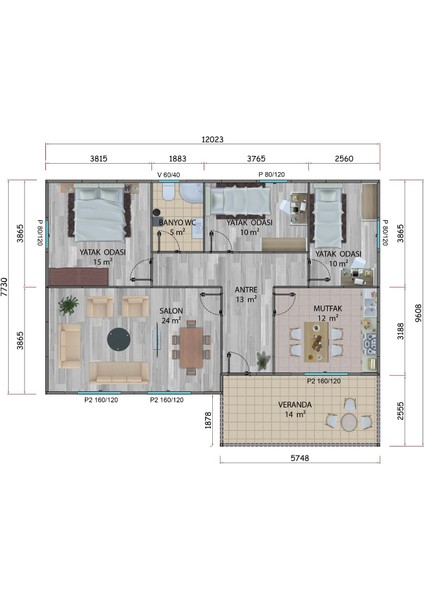103 M2 Prefabrik Ev
